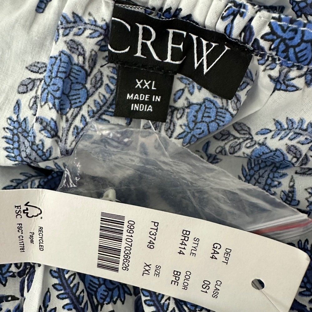 NWT J.Crew V-Neck Mini Dress Bouquet Block Print Blue White XXL - Picture 10 of 12